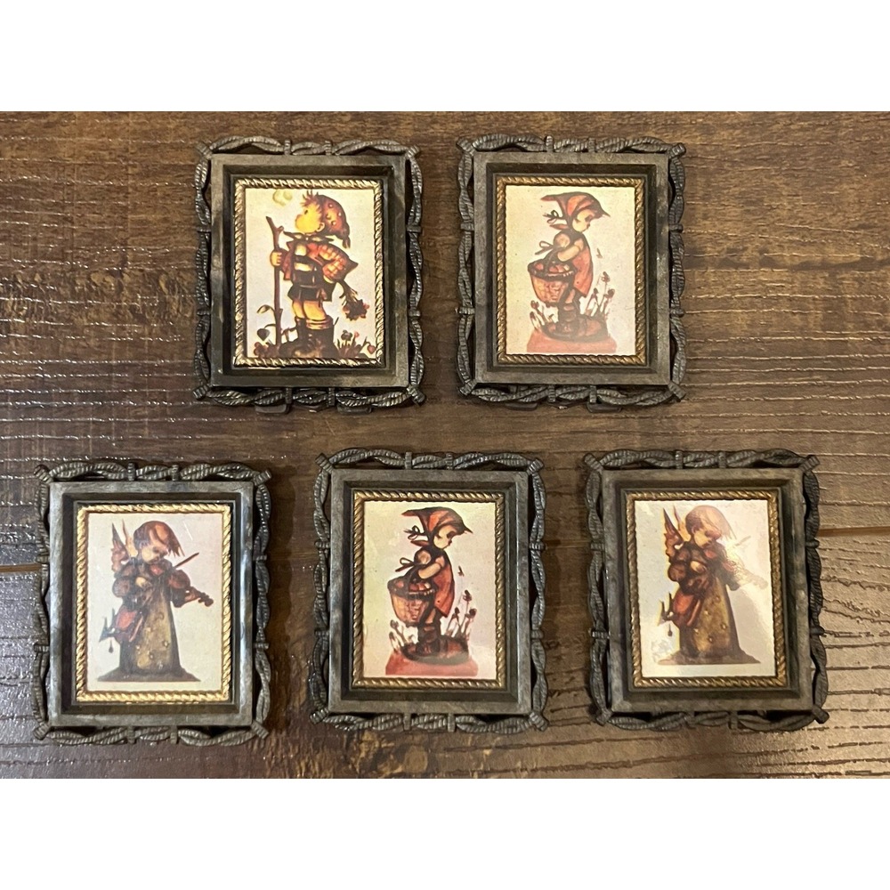 Vintage Mini Framed Prints Lot of 5 Hummel Style Children Ornate Hong Kong